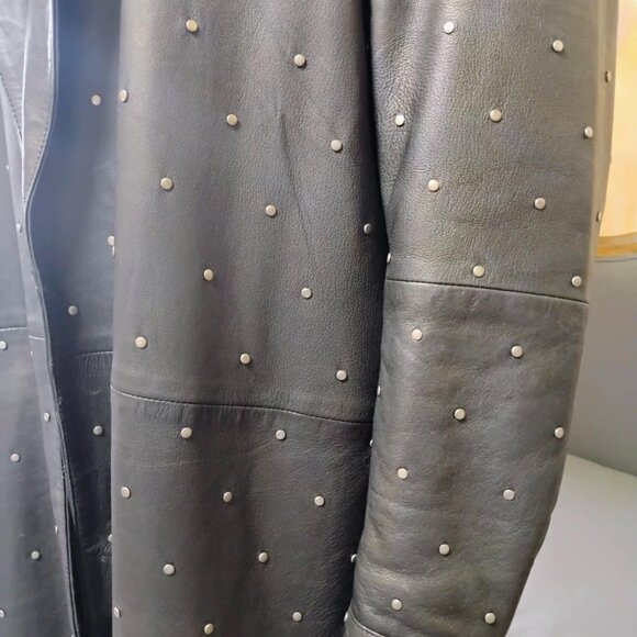 Nasty Gal black leather studded coat, size 8,  like new! - Picture 3 of 16